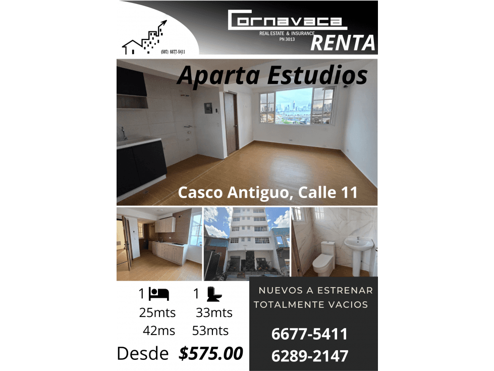 ALQUILO APARTAESTUDIOS CASCO ANTIGUO CALLE 11 - 1