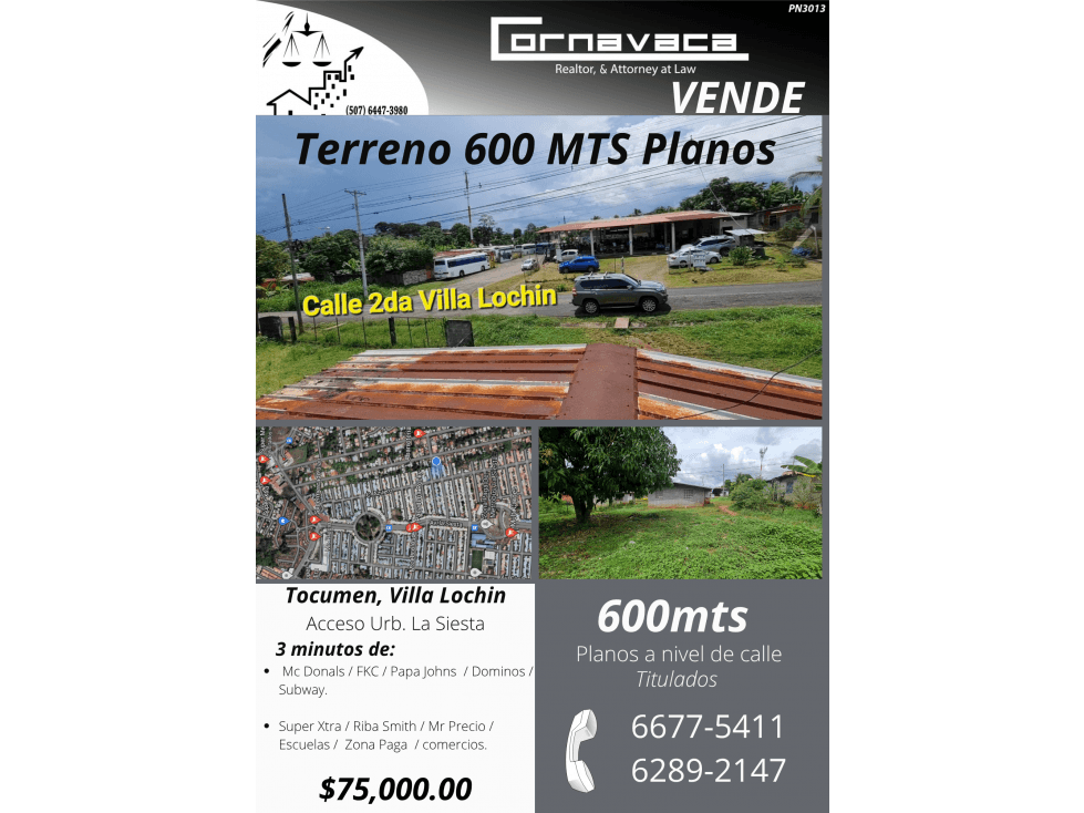 VENDO TERRENO TOCUMEN VILLA LUCHIN - 1