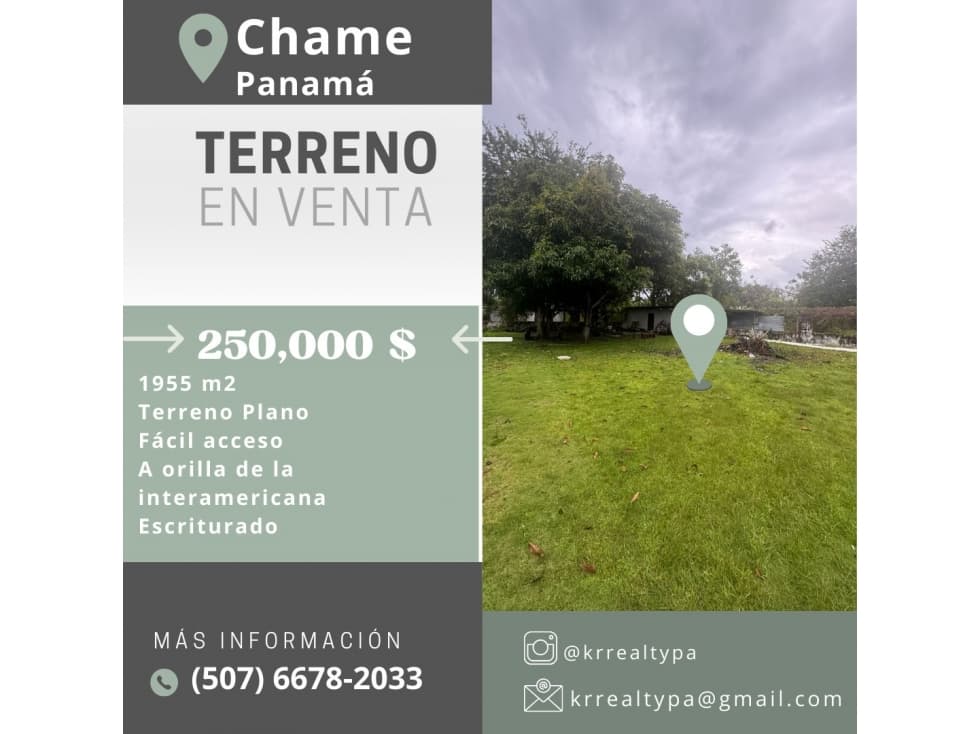 TERRENO EN VENTA EN CHAME A ORILLA DE LA INTERAMERICANA. - 1