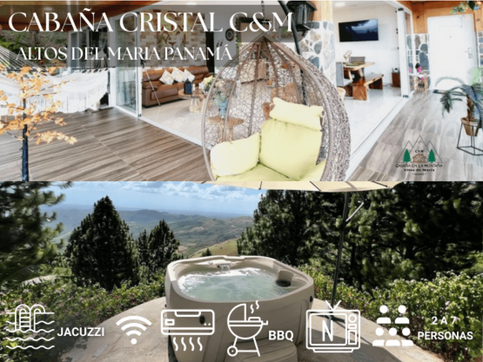 CABAÑA EN ALTOS DEL MARIA VACACIONAL PARA 2 HASTA 7 PERSONAS CRISTAL - 1