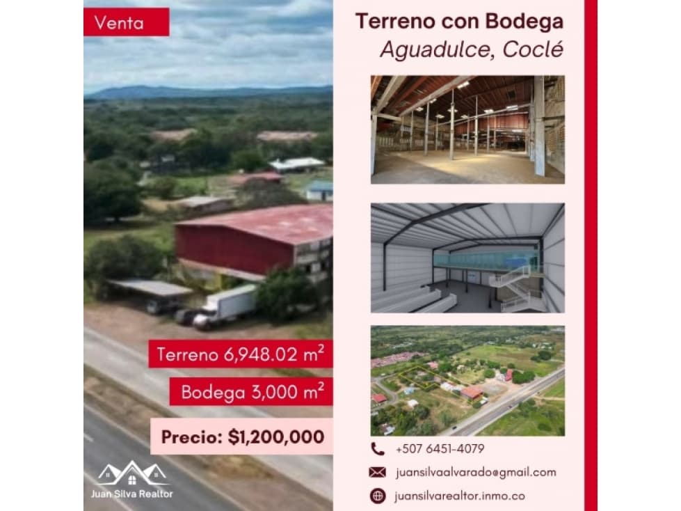 Venta de Terreno 6978m2 con Bodega en Via Pcpal, Aguadulce, Coclé - 1