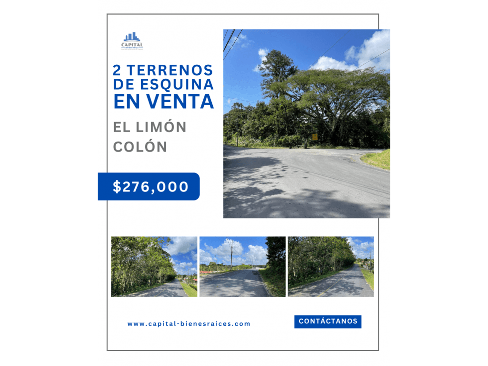 SE VENDE DOS TERRENOS DE ESQUINA EN EL LIMON - PROVINCIA DE COLON - 1